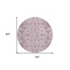 Pink Mauve And Blush Oriental Washable Indoor Outdoor Area Rug - 3 of 4