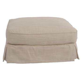 Besthom Americana Linen Upholstered Pillow Top Ottoman