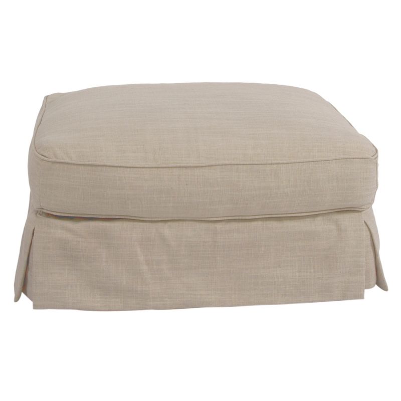 Besthom Americana Linen Upholstered Pillow Top Ottoman, 1 of 6