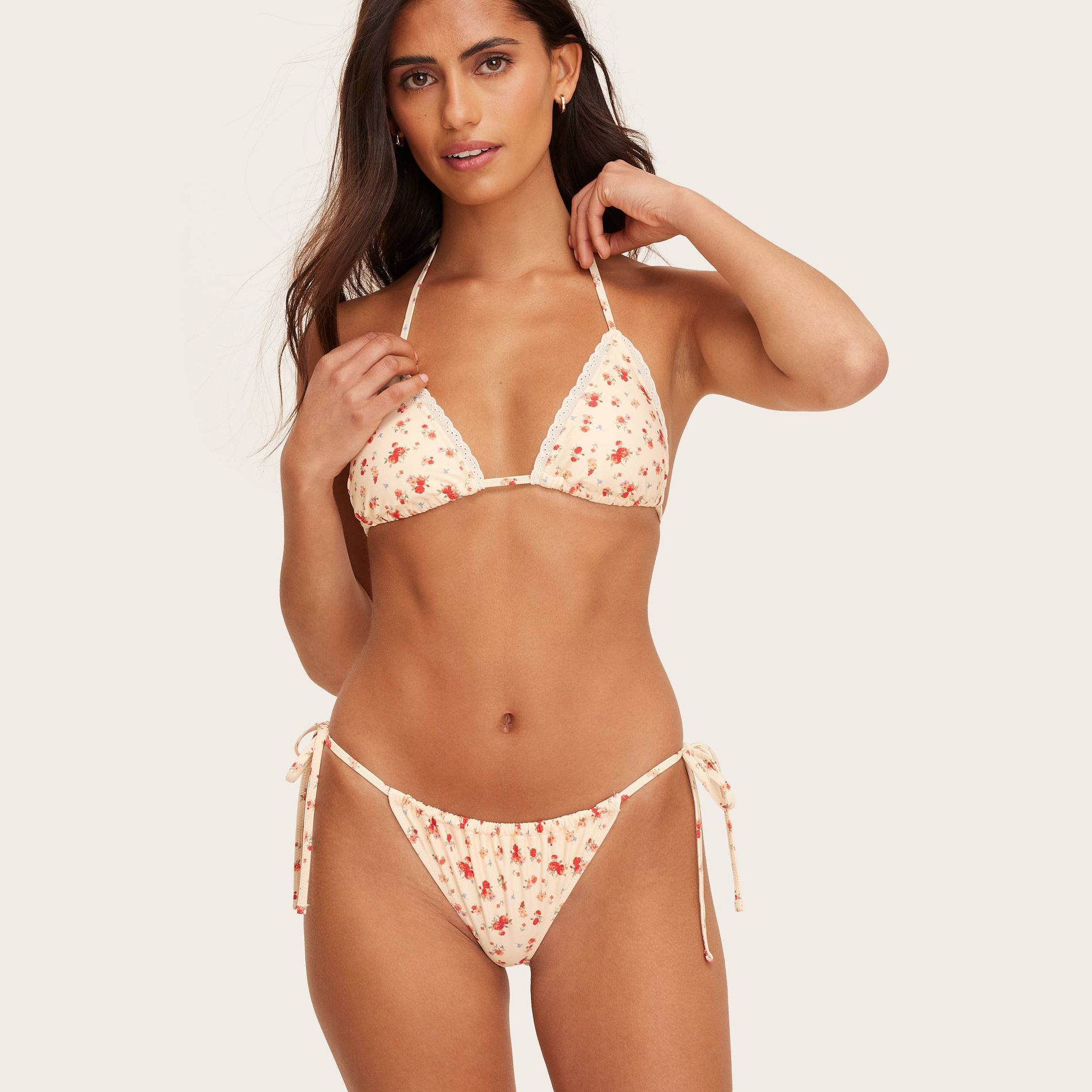 Women's String Bikini Bottom - Parke x Target Cream Floral