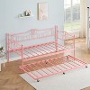 Twin Daybed with Trundle, Metal Day Bed Twin Size with Steel Slat Support, Modern Pull Out Day Bed Frame for Kids Room, Living Room, Guest Room - 2 of 4