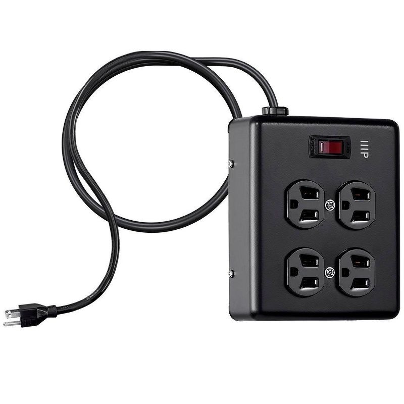 Monoprice Heavy Duty 4 Outlet Metal Surge Power Box - Black With 6 Feet Cord | 180 Joules, 4 of 7