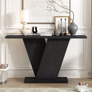 PAGED Minimalist Natural Wood Console Table with V-Base, Entryway Table for Living Room, Sofa Table for Entryway, Couch Table Behind Sofa - 1 of 4