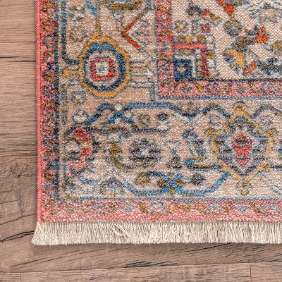 Harriet Orange Vintage Medallion Square Area Rug