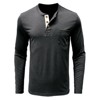 Men's Long Sleeve Henley Shirt, Button Down Placket Cotton Crewneck T-Shirt - 3 of 4
