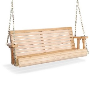 Karl Home | 4ft 2-Personn Nature Outdoor Fir Wood Hanging Porch Swing - 1 of 4
