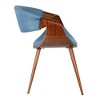 FurniFact,Walnut and Blue Mid Century Modern Dining Chair with Fabric Upholstery - 3 of 4
