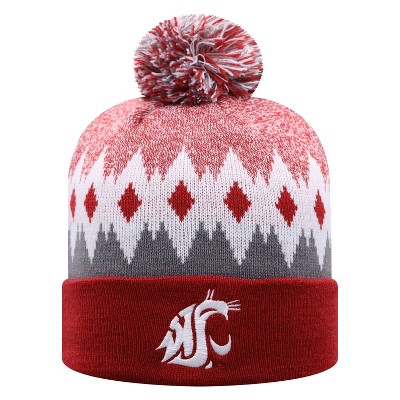 NCAA Washington State Cougars Men's Jagged Knit Cuffed Beanie with Pom