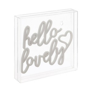 10" Hello Lovely Square Contemporary Glam Acrylic Box USB Operated LED Neon Light Pink - JONATHAN Y - 1 of 4