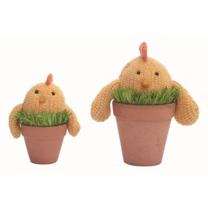 Transpac Foam 7.5 in. Multicolor Easter Cozy Knit Chicks in Pot Set of 2 - 1 of 2