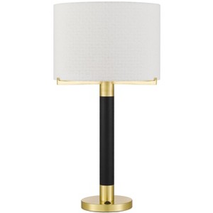 Cal Lighting Goldston 100W Metal Table lamp with Drum hardback Fabric Shade - 1 of 4