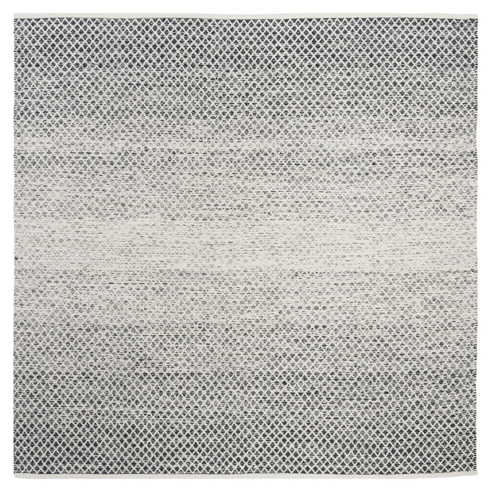 6'x6' Square Petaluma Woven And Flatweave Rug Black/Ivory Square - Safavieh