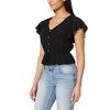 WallFlower Women's Adrianne Flutter Sleeve V-Neck Rayon Challis Swiss Dot Peplum Top - image 3 of 3