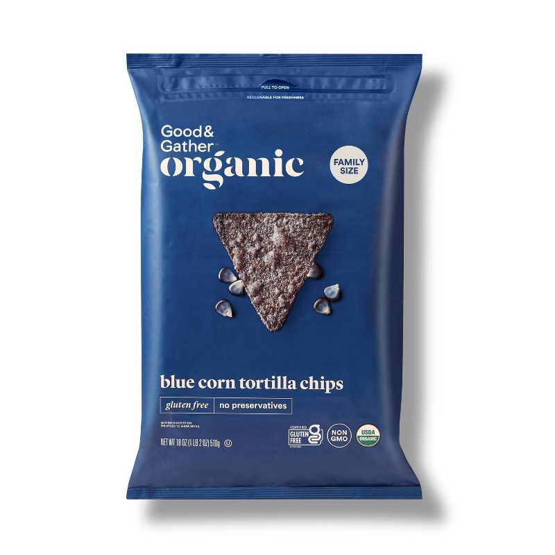 Organic Blue Corn Tortilla Chips - 18oz - Good & Gather&#8482;, 1 of 8