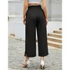 Womens Shirred Paperbag-Waist Pants High Waisted Pants with Pockets Side Slit Wide Leg Pants Waist Tie Knot Palazzo Trousers - 2 of 4