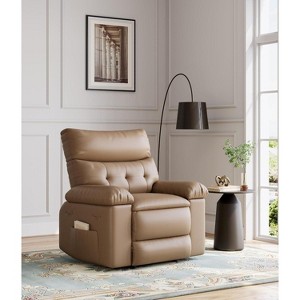Oversized Recliner Chair with Heated Massage - PU Leather Recliner Sofa for Adults, for Home Theater Lounge Chair, - 1 of 4
