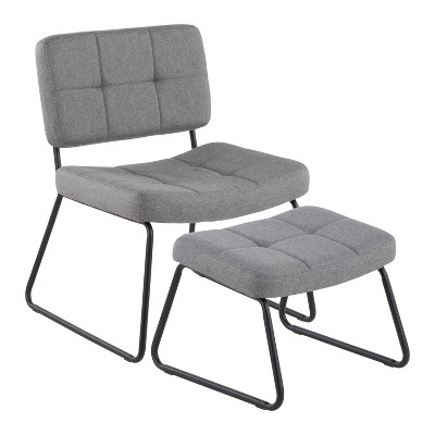 Stout Chair and Ottoman Set Polyester/Steel Black/Gray - LumiSource