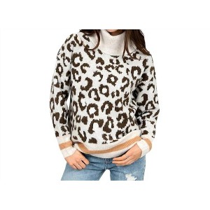 Women's Leopard print pullover with trim - RD Style - 1 of 3