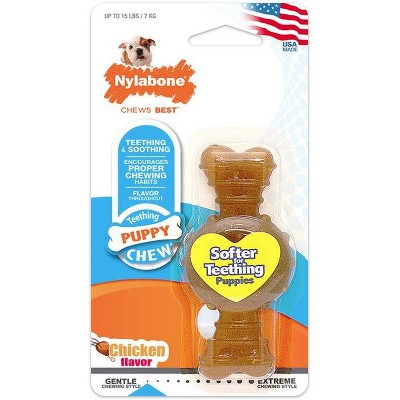 Nylabone Puppy Chew Textured Ring & Bone - Chicken Flavor- Petite