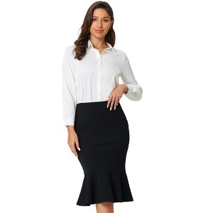 Hobemty Women's Office Fishtail Stretchy High Waist Bodycon Pencil Skirts - 1 of 4