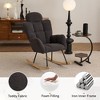 Modern Nursery Rocking Glider Chair with Teddy Fabric Upholstery Padded Seat High Backrest and Pillow - 2 of 4
