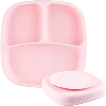 Tupperware #2552 Pink Munch Kids Divided Plate Set Of 2 * No Lids