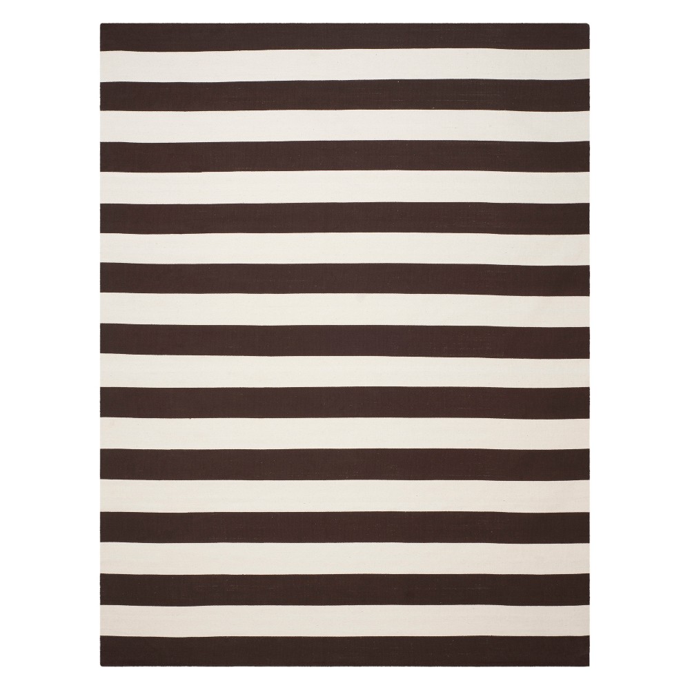 12'x15' Stripe Woven Area Rug Black/Ivory - Safavieh