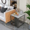 Marble End Snack Side Table for Sofa Coffee Lamp Living Room Bedroom Small Space - 2 of 4