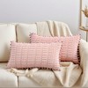 REGALWOVEN Corduroy Solid Plaid Texture Decorative with Pom-pom Edges Throw Pillow Covers 2 Pcs - 2 of 4