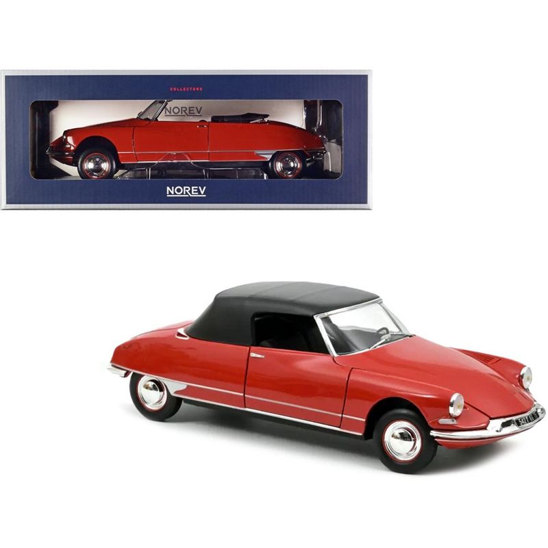 1961 Citroen DS 19 Cabriolet Corail Red 1/18 Diecast Model Car by Norev, 1 of 4