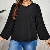 Women's Plus Size Pleated Lantern Sleeve Blouse - Cupshe - 3 of 4