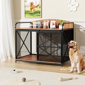 KTMBDW 42.8" Dog Crate Furniture, Large Dog Kennel Indoor, Heavy Duty Dog Crate for Large Dogs, Wooden Dog Cage, 42.8" L X 27.3" W X 36.6" H - 1 of 4