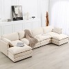 Hyleory 147 in. W 6-Piece Modern Corduroy Fabric Sectional Sofa with Double Ottomans - image 2 of 4