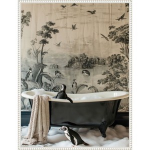 Amanti Art Penguins Dreamy Bath Time by Niky Rahner Framed Canvas Wall Art - 1 of 4