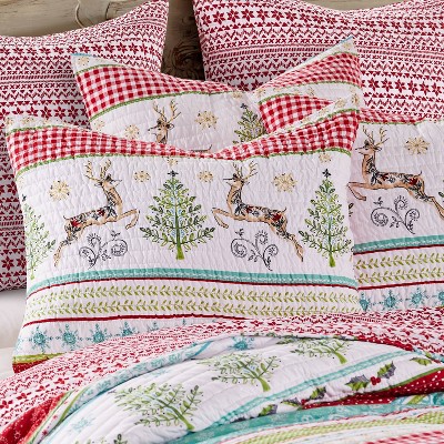 Merry & Bright Christmas Deer Cotton Sham