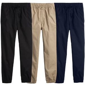 Jumpstart  Boy's Slim Fitting Cotton Stretch Classic Twill Joggers-3 Pack - 1 of 4