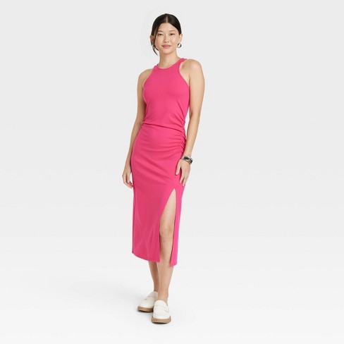 Women's Sleeveless Ponte Racerback Midi Dress - A New Day™ Pink Xl : Target