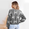 Women's Sweet Bow Print Gray Knit Sweater - Cupshe - 4 of 4