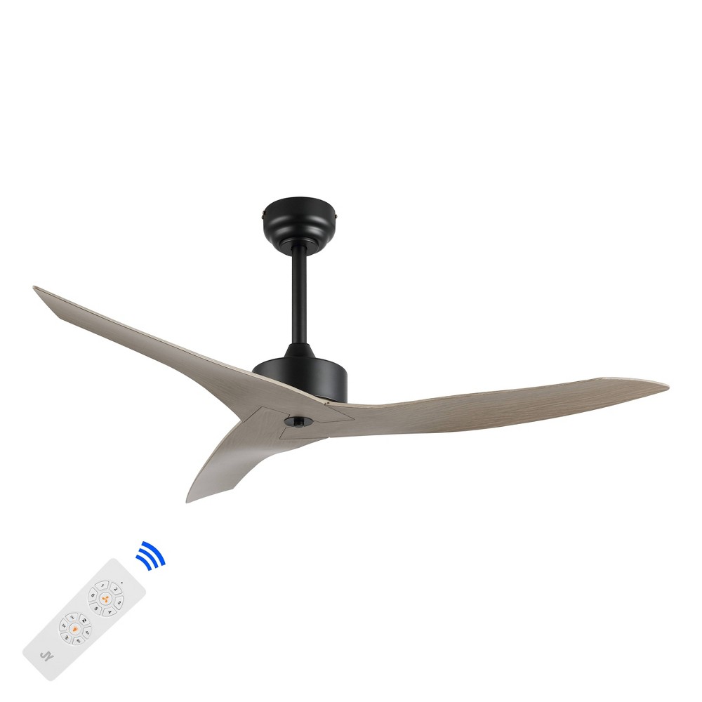 Photos - Fan 50" Aldrin Modern Minimalist Iron 6-Speed Razor Ceiling  Gray Wood - JONATHAN Y: With Remote, ABS Blades, ETL Listed