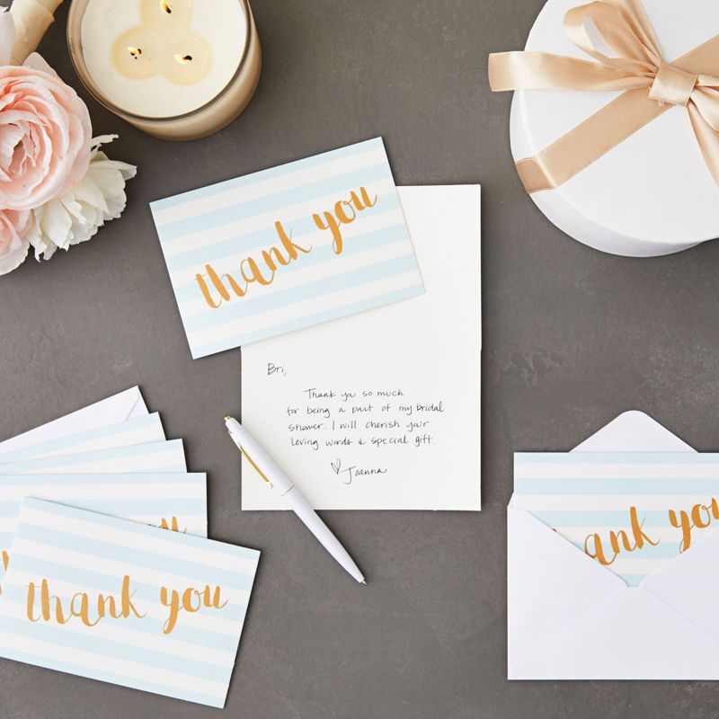 Juvale Blue Striped Thank You Cards - Pack of 12 with Envelopes for Wedding, Baby Shower, Business Events (4x6 in), 3 of 8