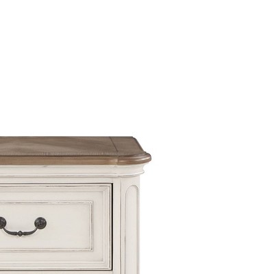 Florian Antique White and Oak 2-Drawer Wooden Nightstand
