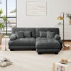 Chenille 2 Seater Sofa with 2 Lumbar pillows and 2 throw pillows , Upholstered Wide Arm Sofa with Convertible Ottoman,Chenille Light coffee - 2 of 4
