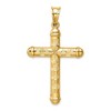 Black Bow Jewelry Mens 14k Yellow Gold Hollow Reversible Textured Cross Pendant, 29x53mm - 3 of 4