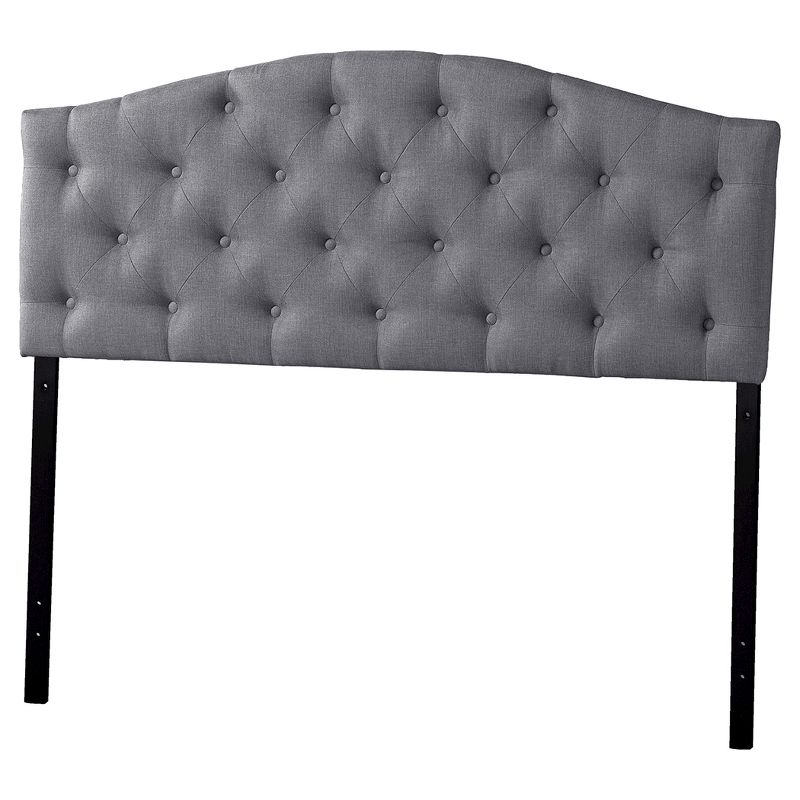 Myra Modern And Contemporary Fabric Upholstered Button-Tufted Scalloped Headboard - Baxton Studio, 1 of 4