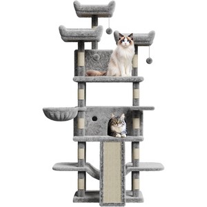 68.5-Inch Large Cat Tree for Indoor Cats, Heavy Duty Multi-Level Cat Tower, Plush Perches, Sisal Scratching Posts, Hammocks, Basket & Dangling Toys - 1 of 4