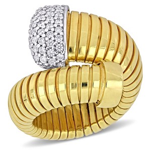 EVERLY JEWELRY |Two-Tone Silver 1 3/8 CT TGW Cubic Zirconia Omega Design Snake Style Wrap Ring - 1 of 4