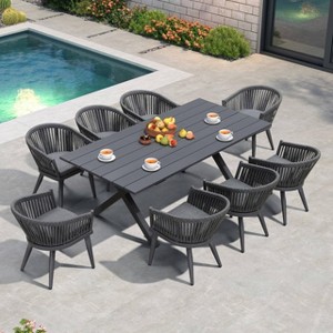 PURPLE LEAF Outdoor Dining Set with Patio Aluminium Dining Table and Wicker Rattan Chairs Modern Furniture Cushions Sets for Backyard - 1 of 4