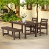 Hyleory Recycled HDPE 4pc Patio Dining Set - Rectangular Table & Umbrella Hole,Patio Dining Bench,2 Patio Armchairs - 2 of 4
