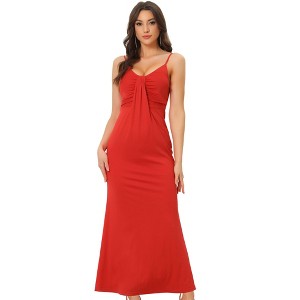 Allegra K Women's Elegant Spaghetti Strap Bodycon Mermaid Maxi Evening Bodycon Dress - 1 of 4