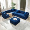 Luxurious 100.8 Velvet Upholstered U-Shaped Corner Sectional Sofa with Ottoman, Vertical Channel Tufting, Gold Base, and 4 Pillows - 2 of 4